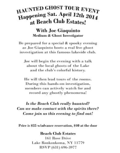 haunted ghost tour - age of new beginnings